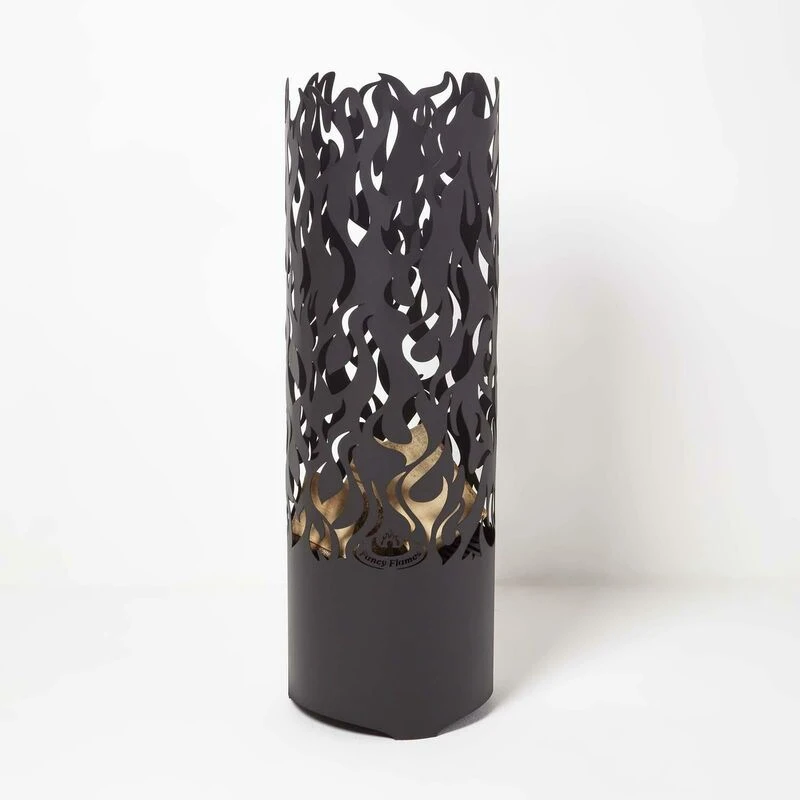 Image of Homescapes Large Black Fire Drum with Laser Cut Design, 1.2m Tall Black unisex