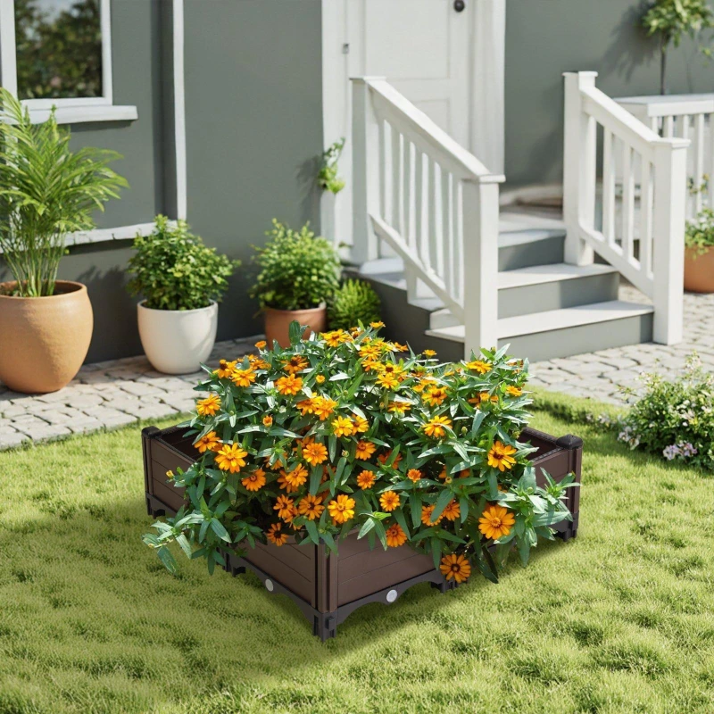 Image of LIFE IDEAS Brown Grid Double-Row Vegetable Planter Brown unisex 4pcs