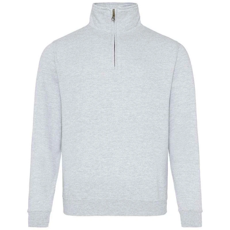 Image of AWDis AWDis Men Sophomore Heather Zip Neck Sweatshirt in Grey Size: Small Grey S Male 5063527402141