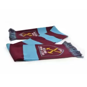 Image of West Ham FC Official Football Jacquard Bar Scarf (One Size) (Claret/Blue)