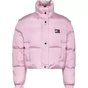 Image of Tommy Jeans Badge Crop Vest Down Puffer - Pink