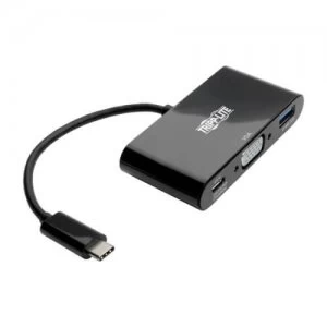Image of Tripp Lite USB C to VGA Adapter with USB A Port and PD Charging Black