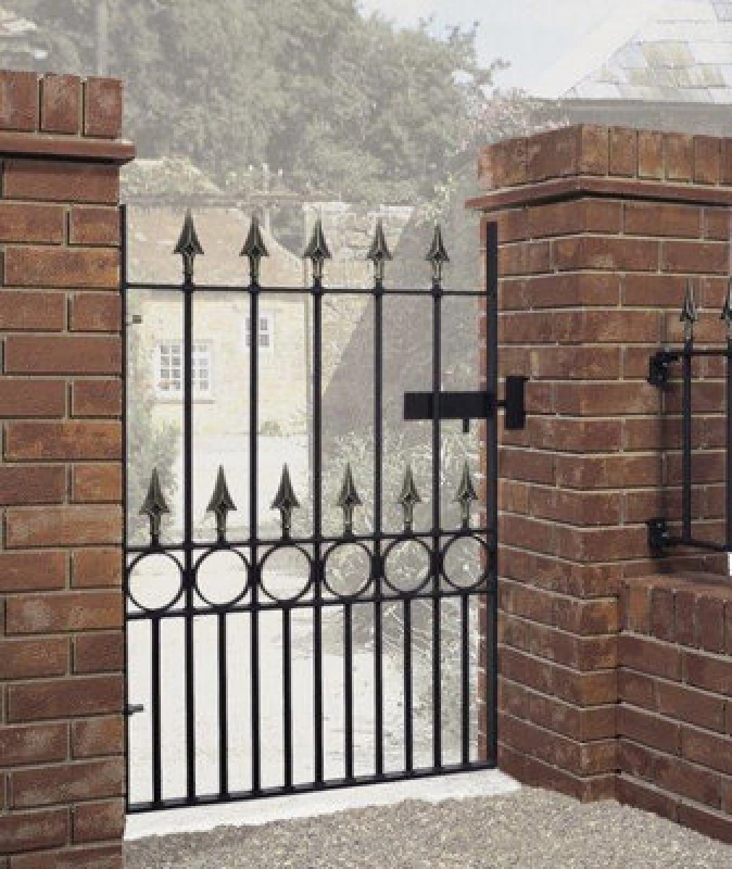 Image of Cannock Gates Balmoral Premium Range Spear Top Single Gate - Solid Steel - Fits Gap Of 1067mm X 1168mm High - Primed