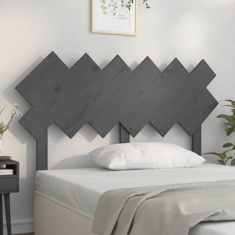 Image of Vidaxl Bed Headboard Grey 132X3X81cm Solid Wood Pine, Grey 819217
