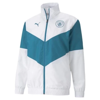 Image of Puma Manchester City Pre Match Jacket 2021 2022 Mens - White/Green