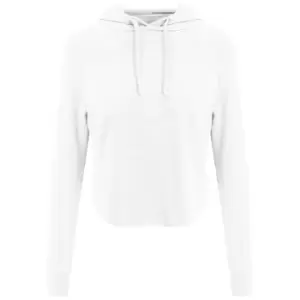 Image of AWDis Womens/Ladies Just Cool Cross Back Cropped Hoodie (M) (Arctic White)