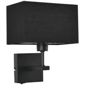 Image of Italux Norte - Modern Bedside Lamp Black Matt 1 Light with Black, Rectangular Shade, E27