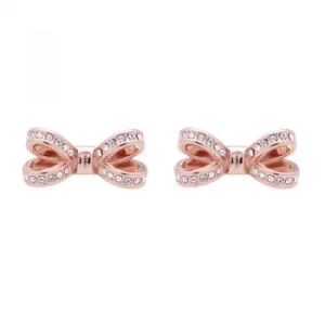 Image of Ted Baker Ladies Rose Gold Plated Olitta Mini Opulent Pave Bow Earring