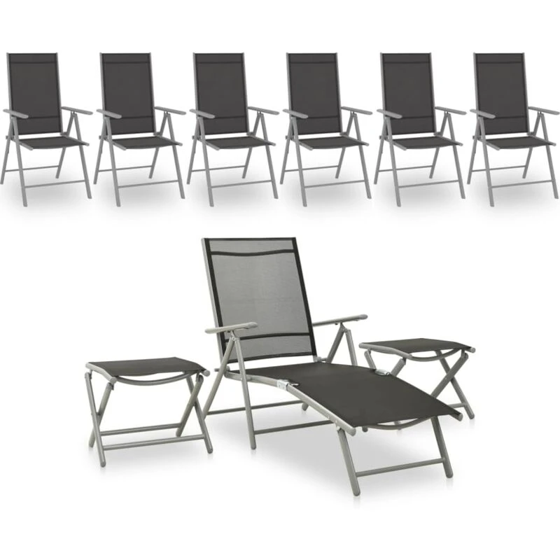 Image of VIDAXL 9 Piece Garden Lounge Set Black and Silver Vidaxl 8720286406991