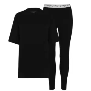 Image of Hype Black Oversized T-Shirt and Leggings Womens Set - Black