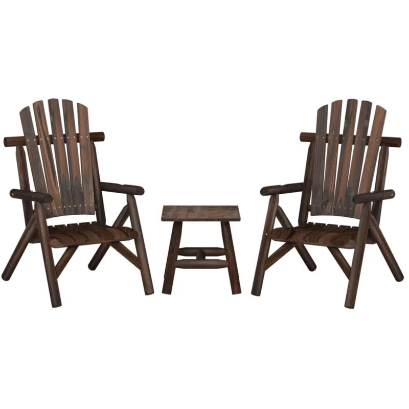 Image of vidaXL 3 Piece Garden Lounge Set Solid Wood Spruce, Brown 3185512