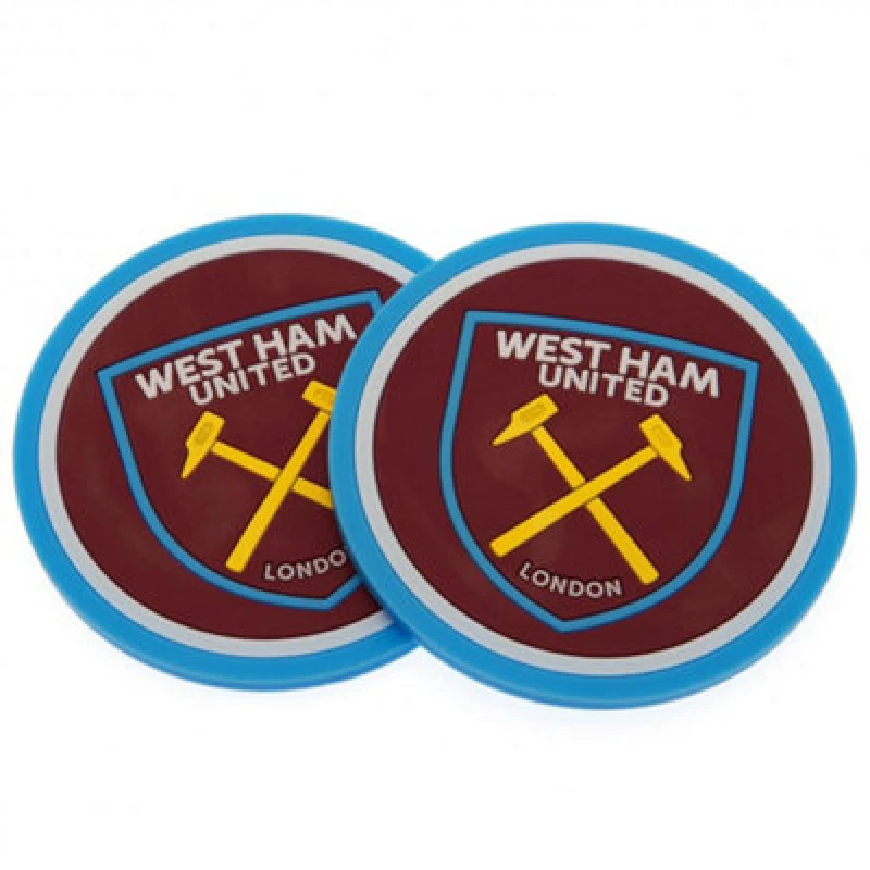 Image of West Ham United FC West Ham United FC Coaster Set Pack of 2 in Red Red One Size Unisex 5059000771644