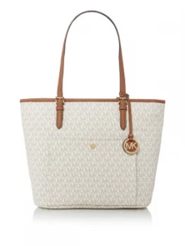 Image of Michael Kors Jet set item large top zip pocket tote Neutral