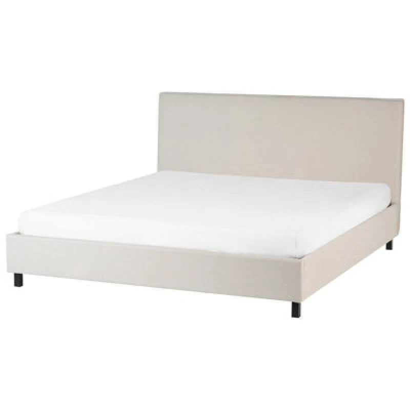 Image of Beliani Bed Fabric Sennez 180 X 200 Cm (Eu Super King) Beige