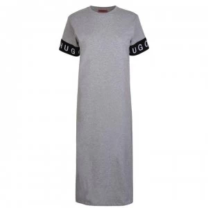 Image of Hugo Boss Tape Logo Midi Dress Grey Size L Women