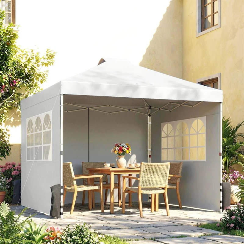 Image of OUTSUNNY Pop Up Canopy Waterproof Height Adjustable 3 x 3 (m) in White Size: 3m x 3m White Unisex 3m x 3m