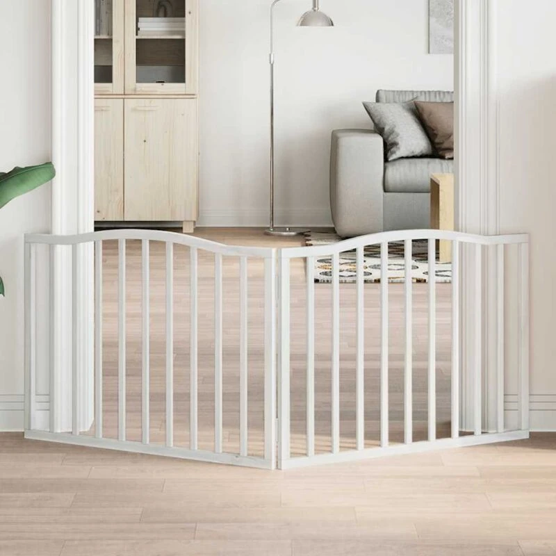 Image of vidaXL Dog Gate Foldable 2 Panels White 160cm Poplar Wood, White 352216