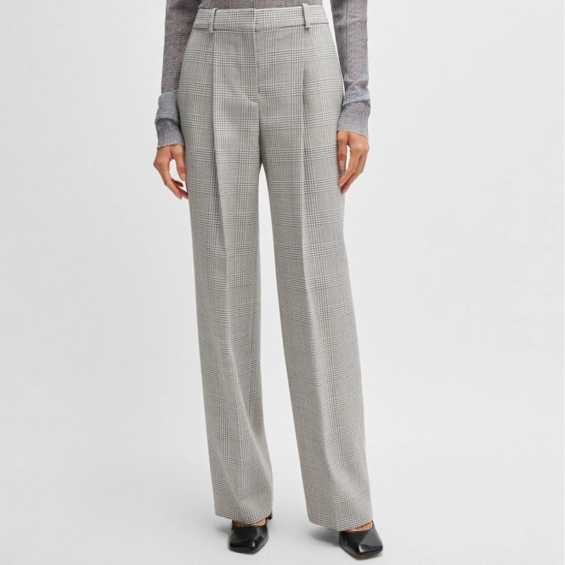 Image of Boss Straight-Fit Trousers Multi Colour female 8