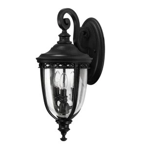 Image of 3 Light Outdoor Medium Wall Lantern Light Black IP44, E14