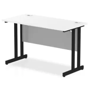 Image of Impulse 1200 x 600mm Straight Desk White Top Black Cantilever Leg