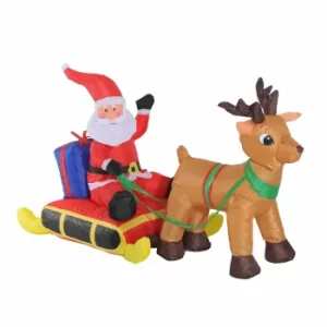 Image of Inflatable Light Up Santa Claus with Sled and Reindeer