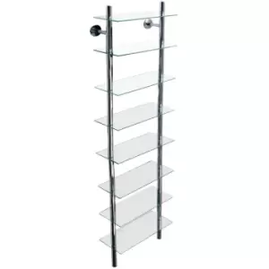Image of Splash - Wall Mounted Glass Bathroom Storage Shelf - Clear - Chrome