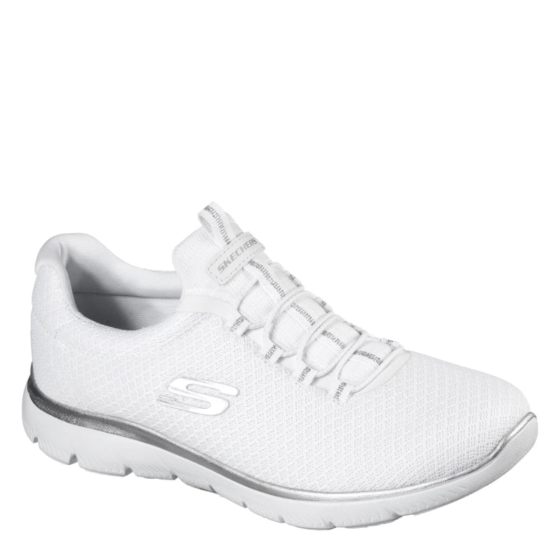 Image of Skechers Kids Slip On Runners White/Silver female 4.5 (37.5)