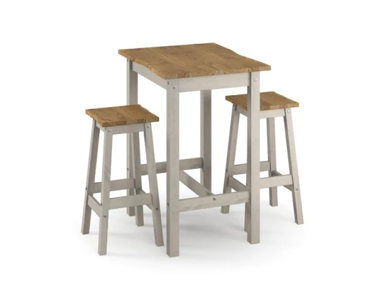 Image of Core Corona Grey and Waxed Pine Small Rectangular Dining Table and Chairs Set