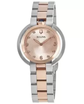 Image of Bulova Rubaiyat Rose Dial Two-Toned Steel Womens Watch 98P174 98P174