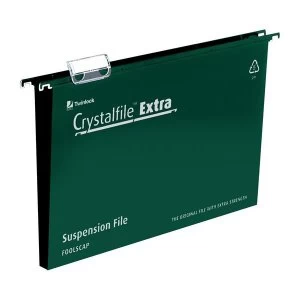 Image of Rexel Crystalfile Extra Foolscap Polypropylene 50mm Suspension File Green 1 x Pack of 25 Suspension Files