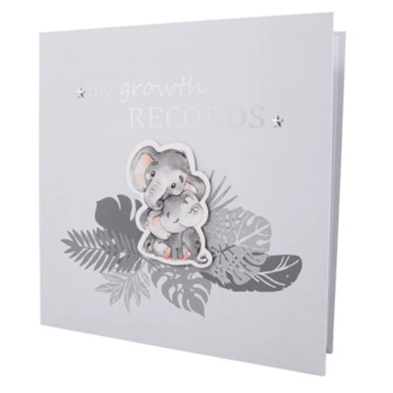 Image of Happy Homewares Elephant Themed Cute Baby Growth Records Book With 32 Pages To Personalise