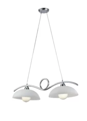 Image of HALLEY 2 Light Straight Bar Pendant Ceiling Light Chrome 76x30x24cm