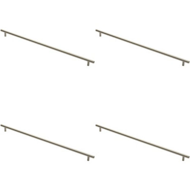 Image of Loops 4x Round T Bar Cabinet Pull Handle 572 x 12mm 512mm Fixing Centres Satin Nickel Metallics unisex