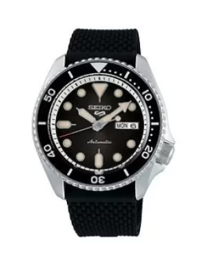 Image of Seiko Seiko Sport Black Date Dial Black Silicone Strap Watch