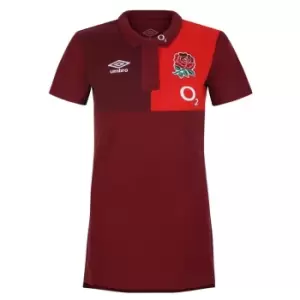 Image of Umbro England Rugby CVC Polo Shirt 2023 2024 Womens - Red