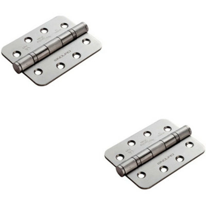 Image of Loops 2x PAIR 102 x 76 x 3mm 13 Ball Bearing Hinge Satin Stainless Steel Rounded Edge Metallics