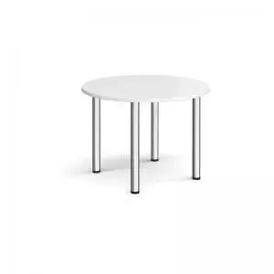 Image of Circular chrome radial leg meeting table 1000mm - white