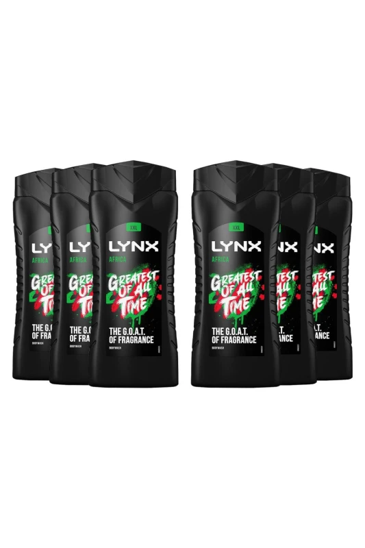Image of Lynx Africa Energy Boost Shower Gel 'Bodywash' 500ml 6 Pack Green male