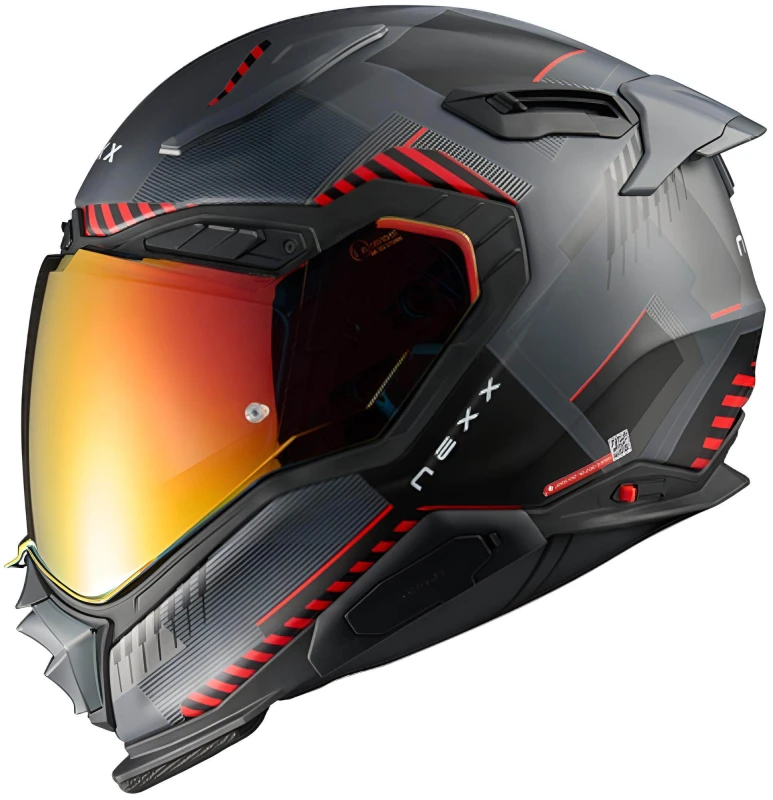 Image of Nexx X.WST3 Fluence Grey Red Matt Full Face Helmet Size M