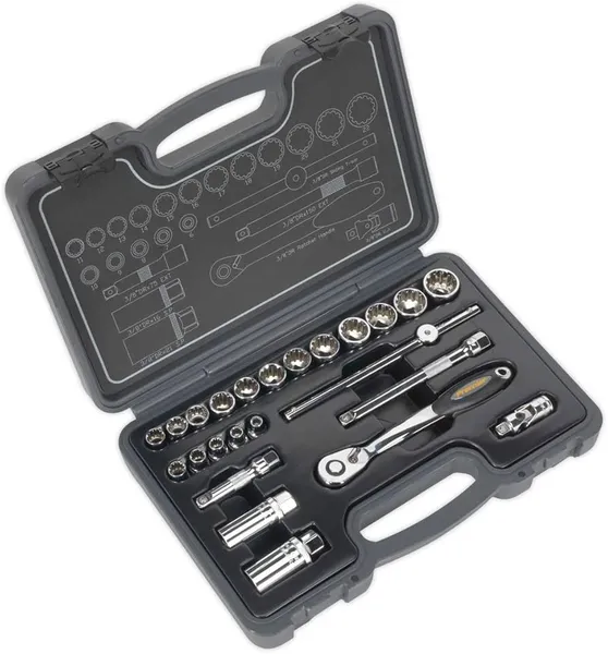 Image of Genuine SEALEY AK699 Socket Set 24pc 3/8Sq Drive Total Drive®