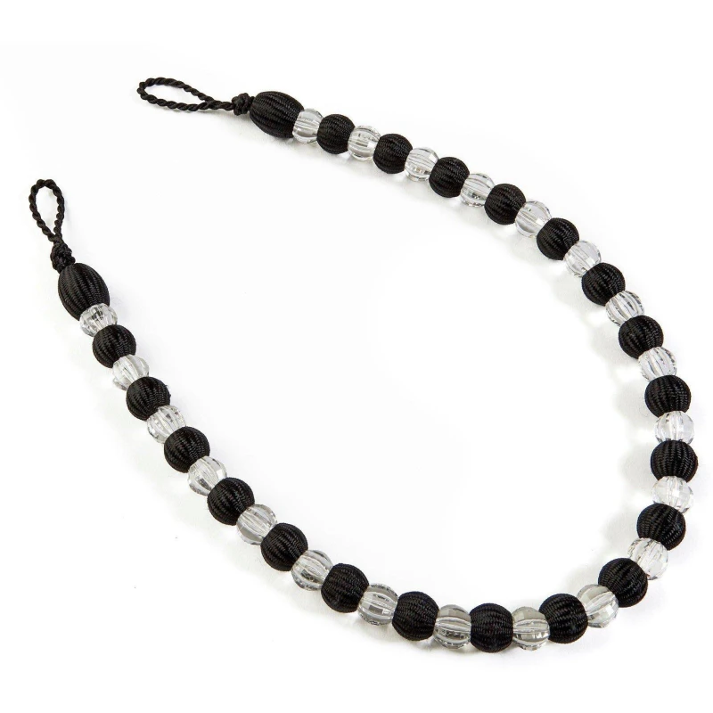 Image of Luxury Living Elegant Luxury Beaded Curtain Tieback Pair - Handcrafted Decorative Holdbacks for Drapes & Curtains Black