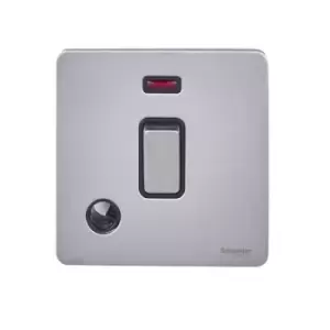 Image of Schneider USFP 20A Double Pole Switched Flex Outlet & Neon Black Insert Stainless Steel - GU2414BSS