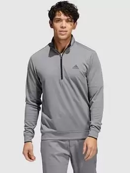 Image of adidas Golf Primegreen UPF Quarter Zip Pullover - Grey/Black, Grey/Black, Size L, Men
