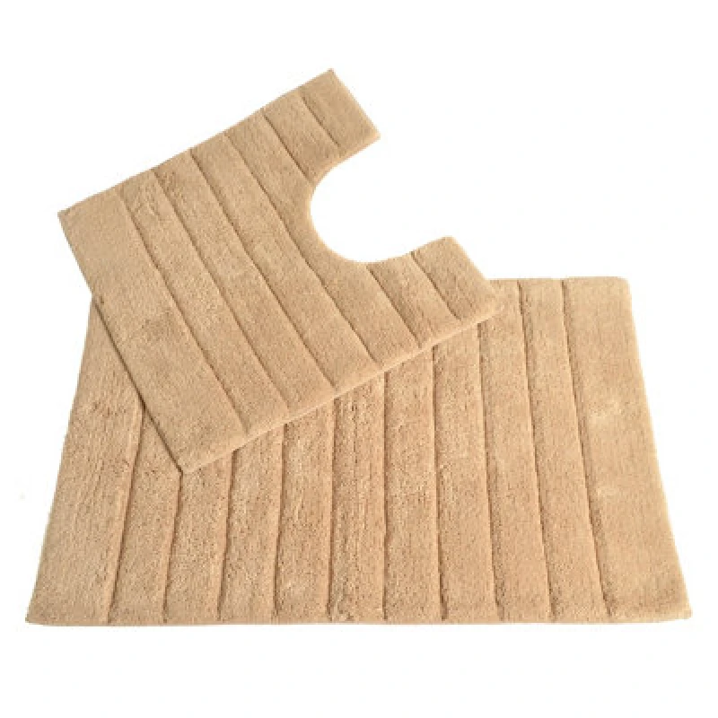 Image of Allure Bath Fashions Ribbed Two Piece Bath Mat & Toilet Mat Set - Stone