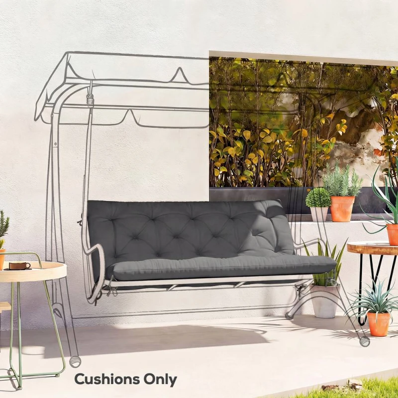 Image of OUTSUNNY Garden Bench Cushion, Seat Pad with Ties, Black Unisex