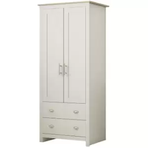 Image of Westbury Traditional 2 Door 2 Drawer Combination Wardrobe - Matt Cream & Light Oak - Cream