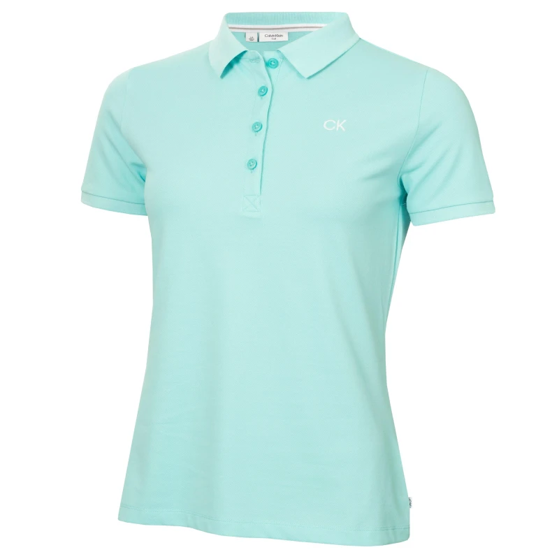 Image of Calvin Klein Golf Womens Short-Sleeve Performance Polo Shirt Light Opal female 8 (XS)