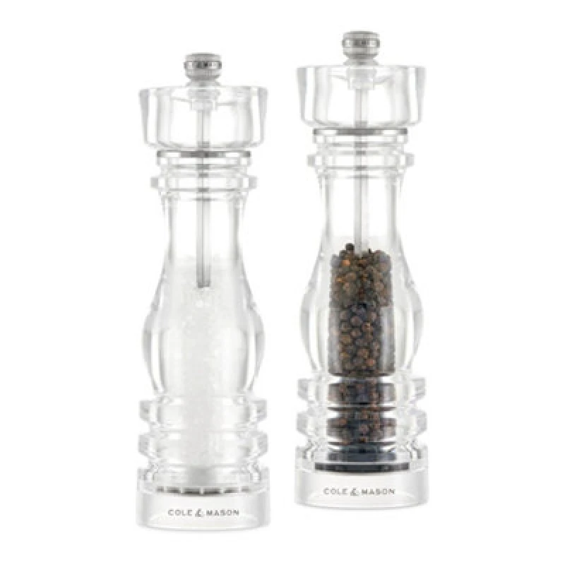 Image of Cole & Mason London Acrylic Salt And Pepper Mill Set 220mm - Clear