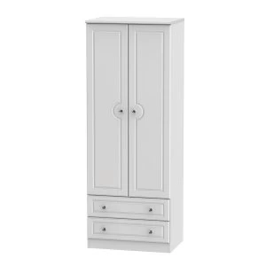 Image of Robert Dyas Berryfield Ready Assembled 2-Door 2- Drawer Tall Wardrobe - Gloss White