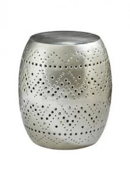 Image of Premier Housewares Crest Cutwork Drum Stool/ Table- Nickel